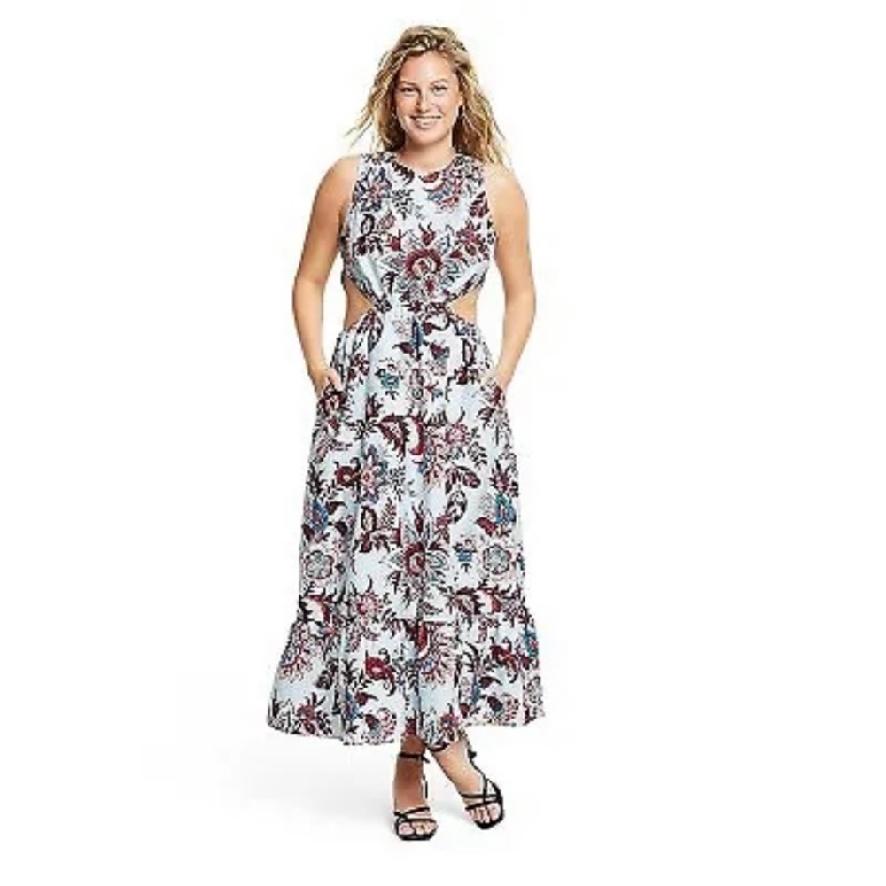 Rhode X Target Large leafy floral print cutout maxi dress